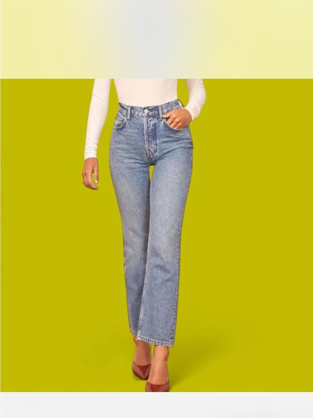 Reformation Cynthia High Rise Straight Jeans in Tangiers